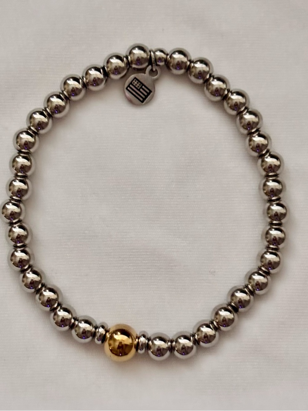 Stainless Steel Beaded Bracelet with Gold Accent - Women Jewelry